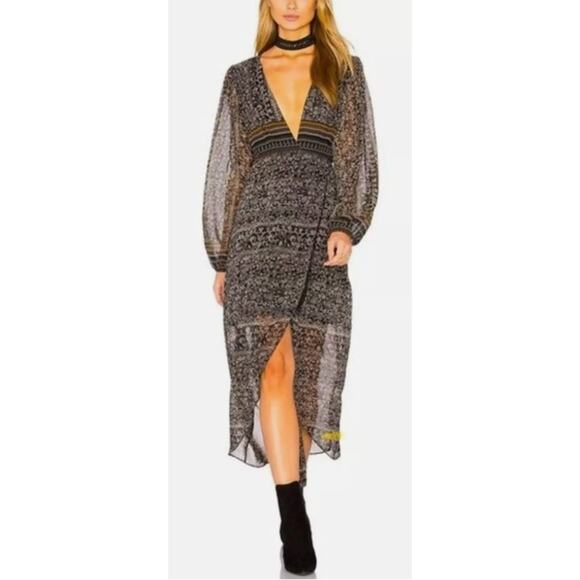 Misa Los Angeles Dresses & Skirts - Misa Los Angeles Emilia Floral Patter Wrap Dress High Low Midi Medium Boho Sexy
